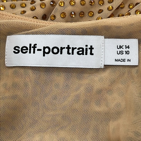 self-portrait YELLOW RHINESTONE MESH MIDI DRESS - Picture 10 of 14